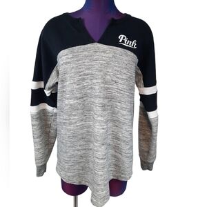 PINK Victoria's Secret Varsity Sweatshirt Heather Gray & Black Size Small Women'